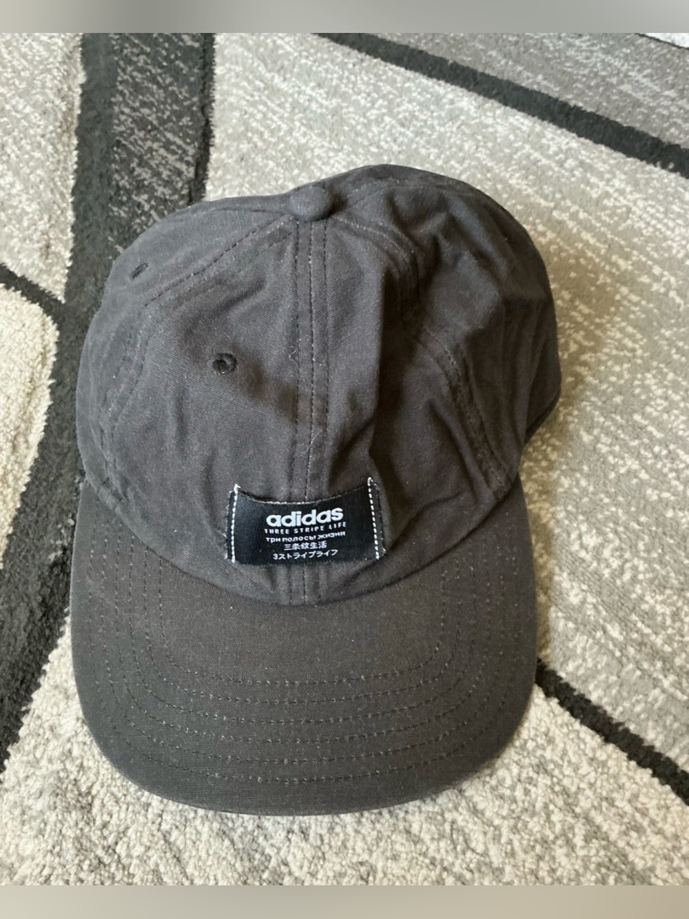 Adidas Multi Language Logo Aeroready Black Adjustable Baseball Cap Hat